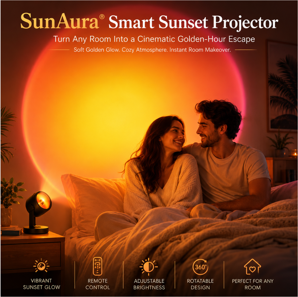 Remifa® SunAura Smart Sunset Projector Turn Any Room Into a Cinematic Golden-Hour Escape in Seconds