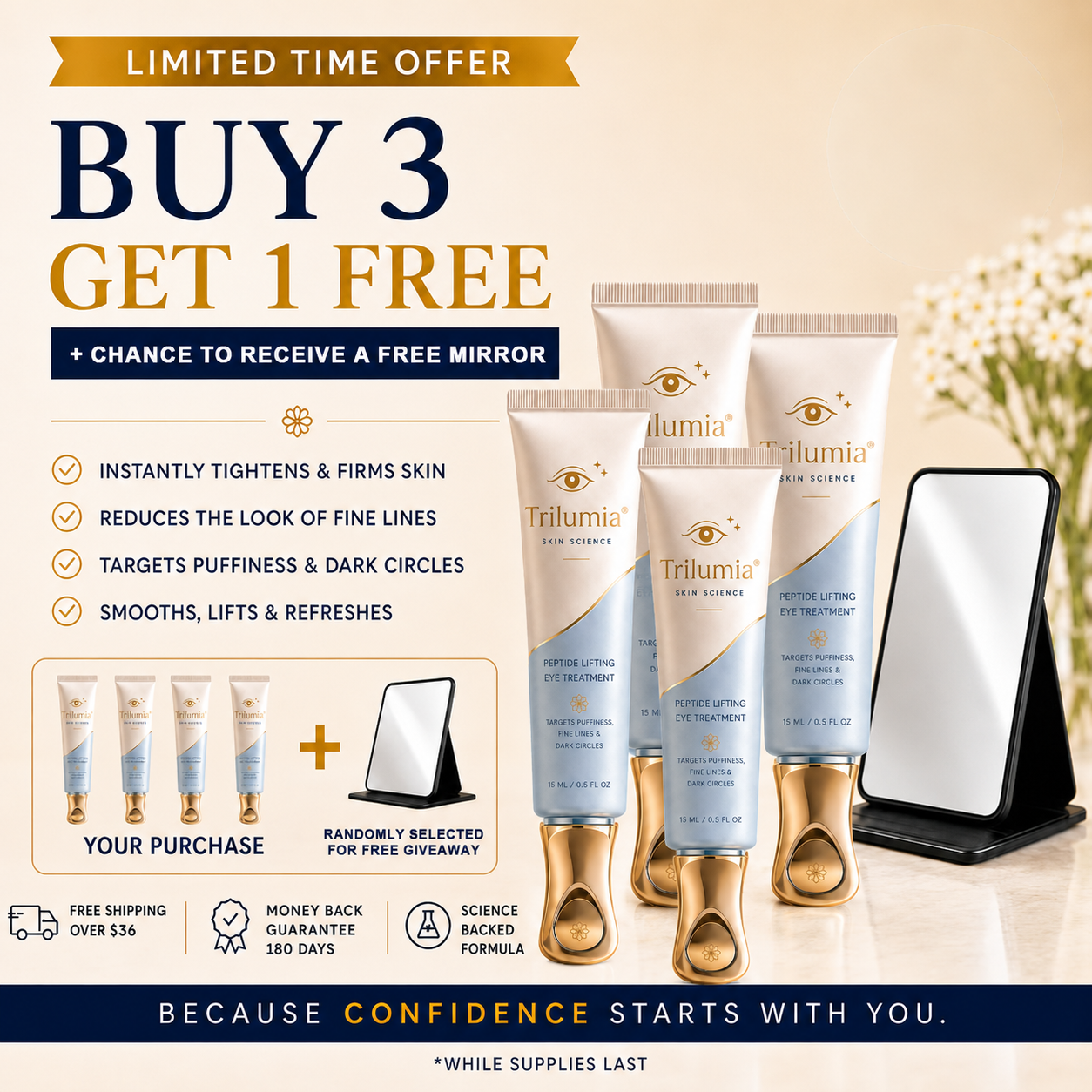 🔥Buy 3 Get 1 Free(4 Bottles)+Random Free Mirror Included