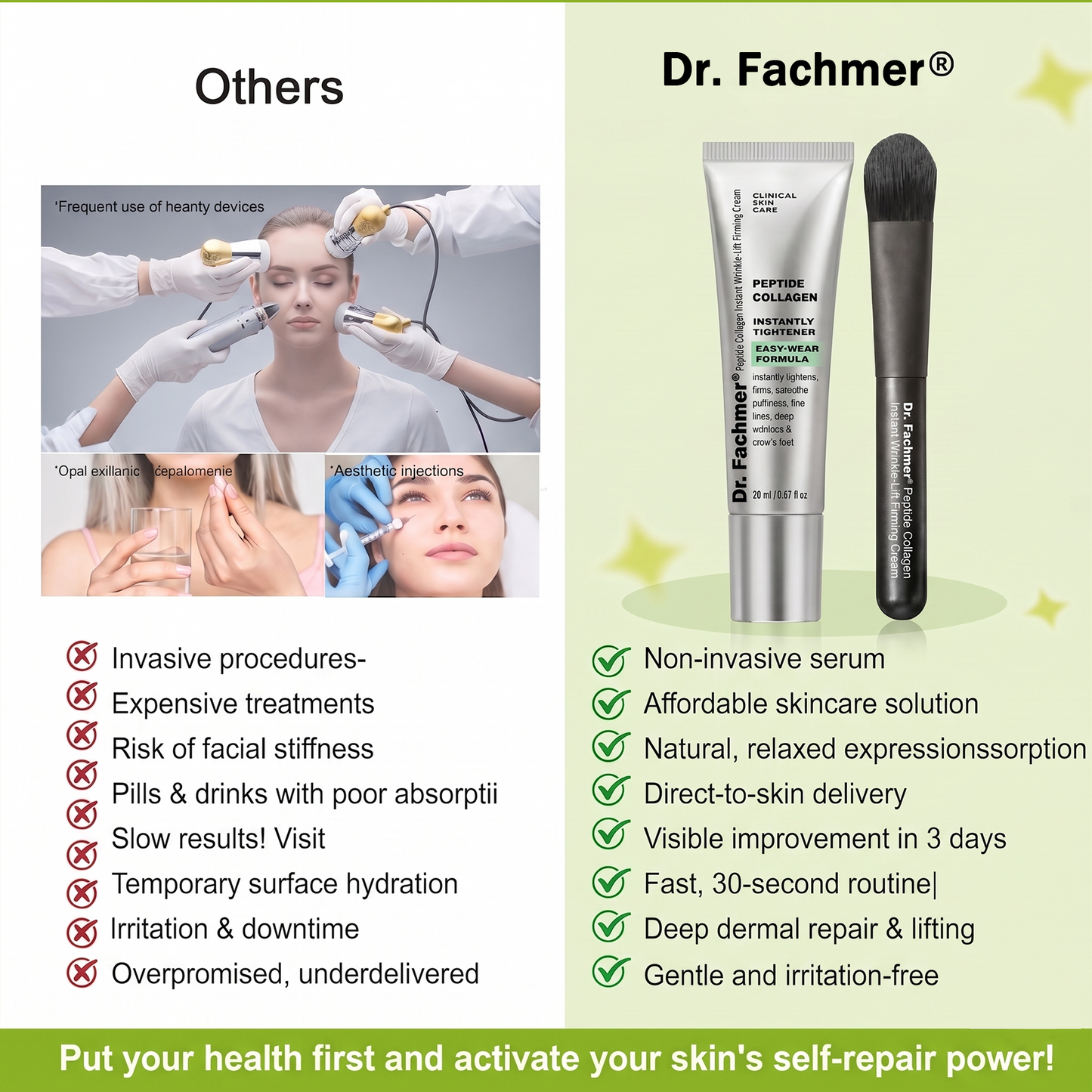 Dr. Fachmer®👩‍⚕️ Peptide Collagen INSTANT TIGHTENING + PEPTIDE FIRMING CARE, Instantly smooths puffiness and lines while supporting firmer skin with continued use