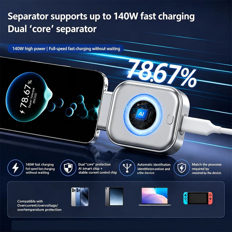 BVJ Auto Power-Off Fast Charging Adapter | Smart 140W Fast Charge