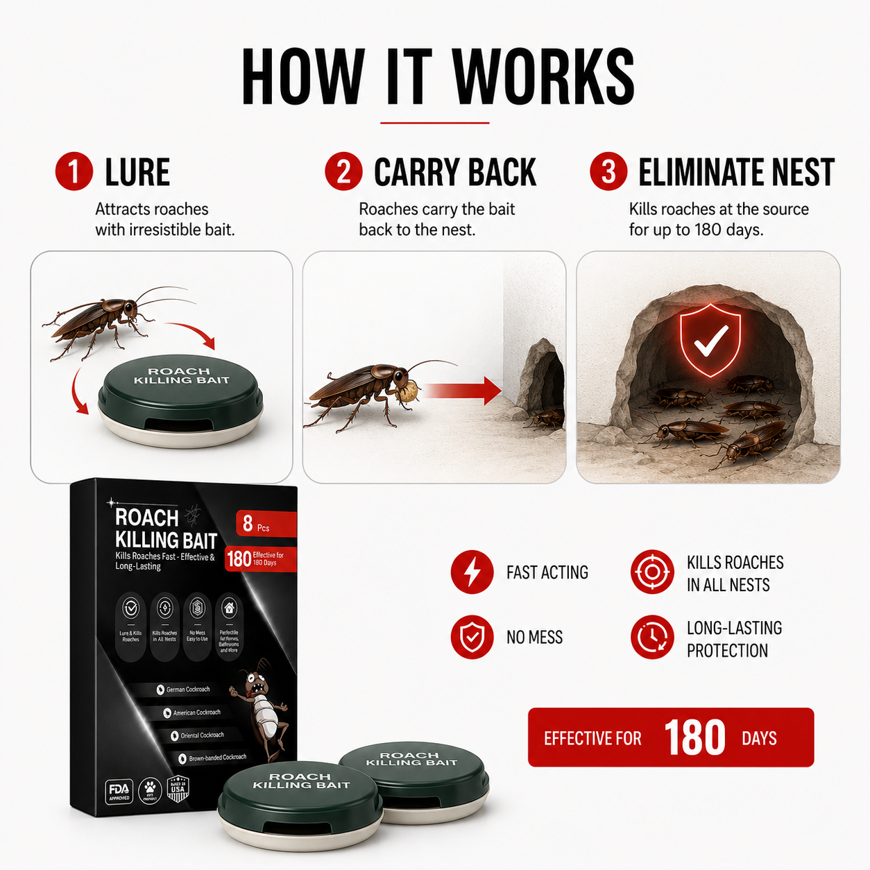 Zvoevo® Roach Killing Bait — Fast, No-Mess Protection Where Roaches Hide