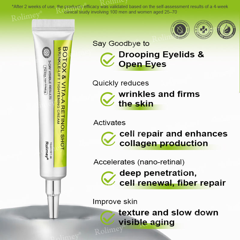 C🇺🇸Made and shipped from the USA ⌛Rolimey® Botox & Vita-A Retinol Shot Wrinkle-Lift Tightening cream - Last Day Promotion 70% OFF