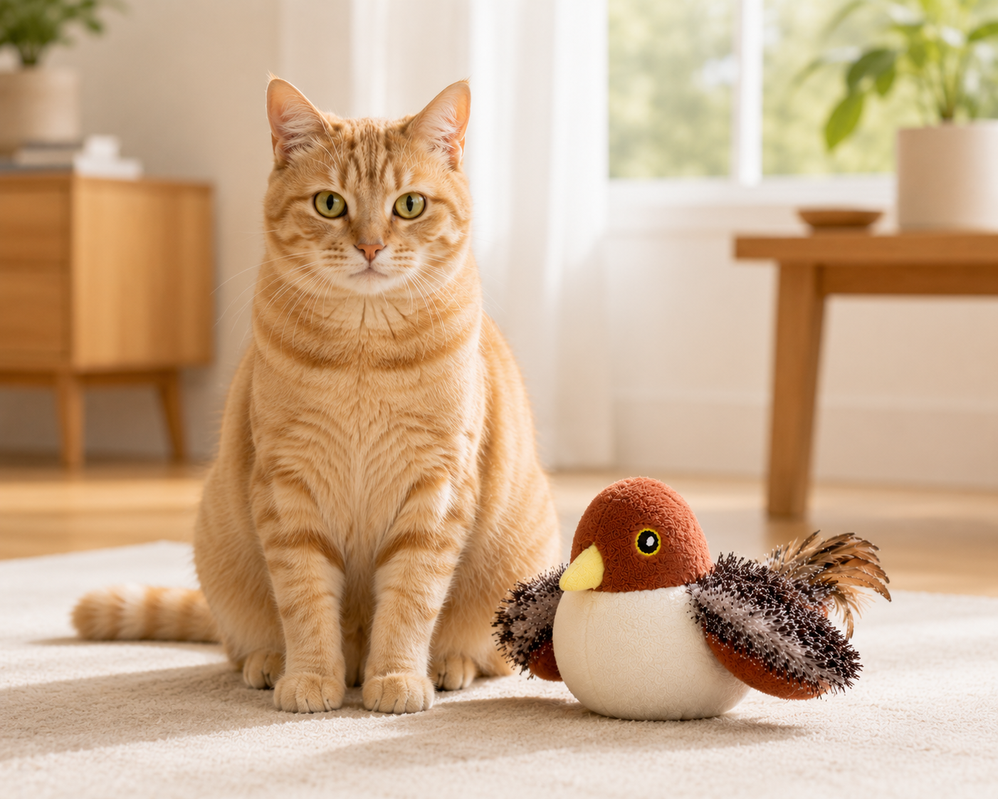 WYVCK® Realistic Bird Cat Toy - Soft Plush, Bite-Resistant &amp; Washable