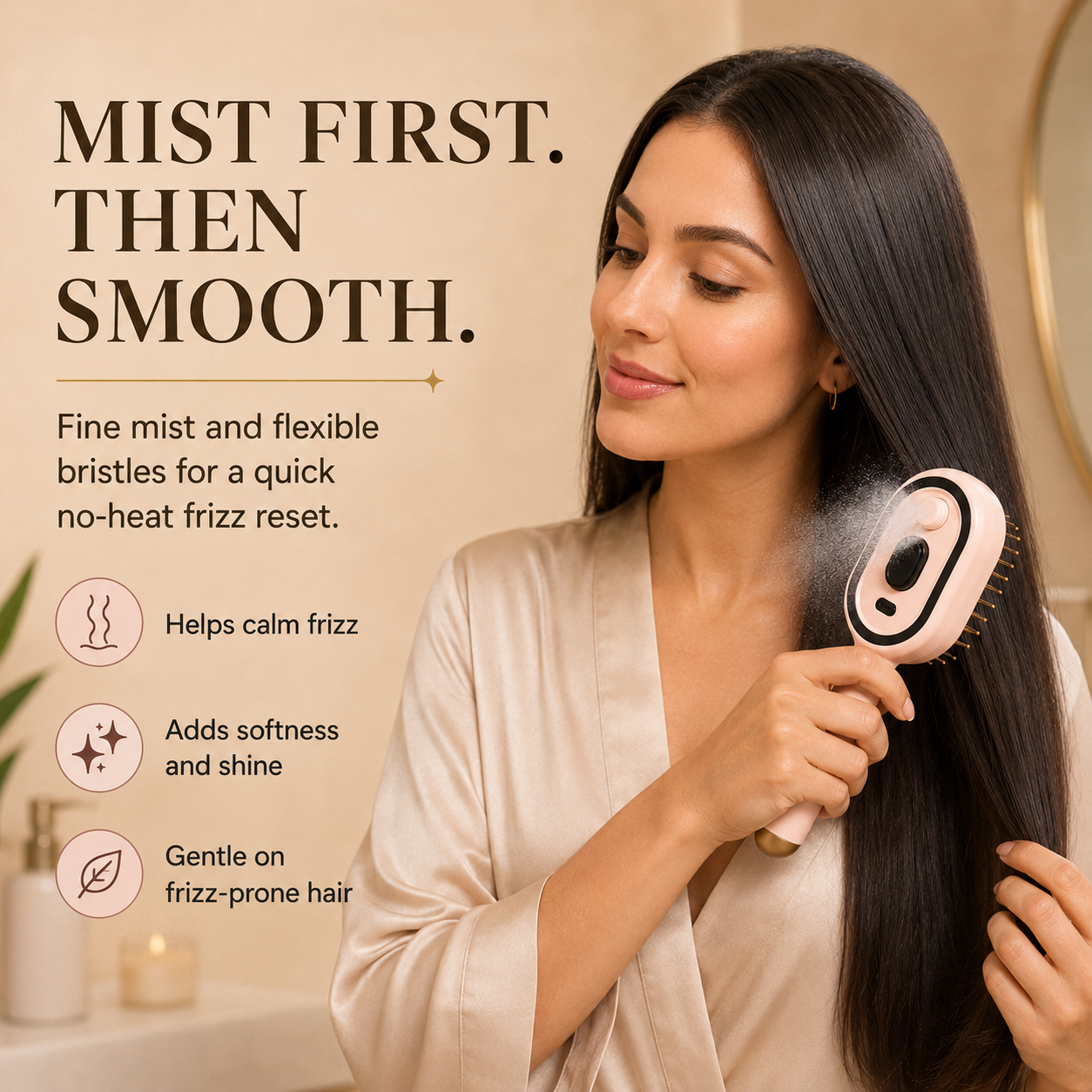 💧3-in-1 Electric Mist Hair Brush | Detangle, Hydrate & Massage