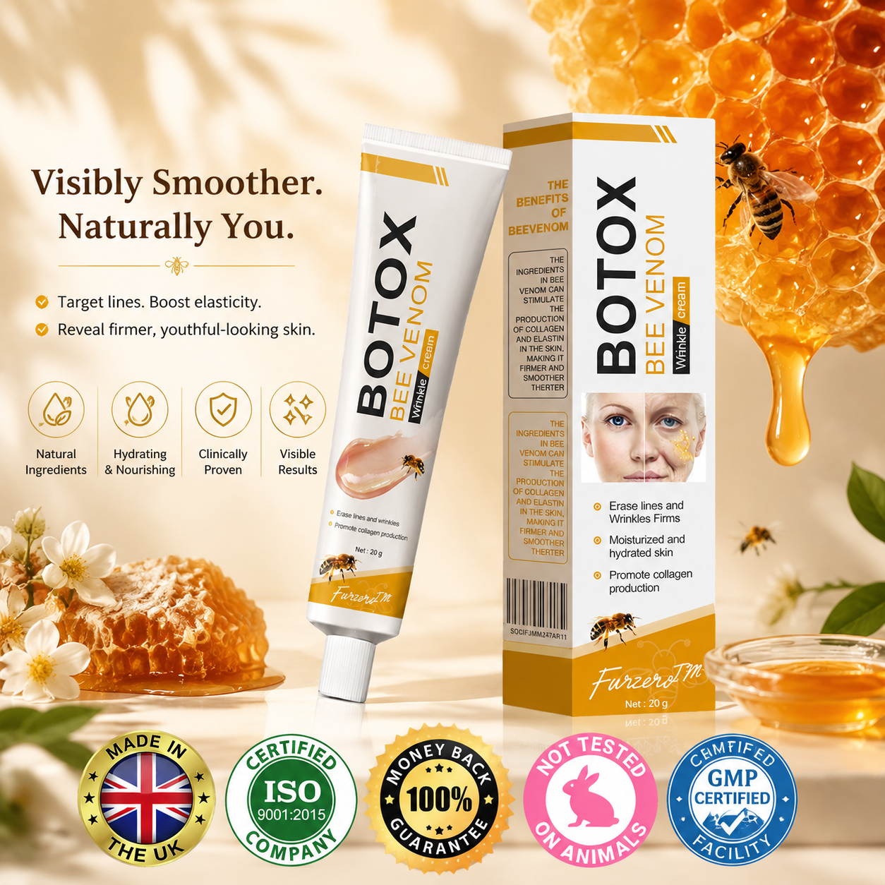 🐝✨ Made and Shipped from US ✅ Furzero™ Botox Bee Venom Wrinkle Removal Cream - LAST DAY 70% OFF