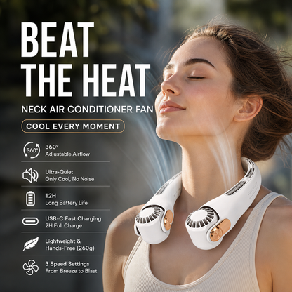 💨 50% OFF!🍃 Neck Air Conditioner Fan – Ultra‑quiet, 360° rotating, 3 speeds. Hands‑free cooling, long battery. Summer essential! 😎🌬️