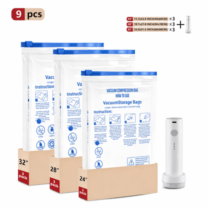 Cordless Travel Vacuum   Storage Compression Bag   Set