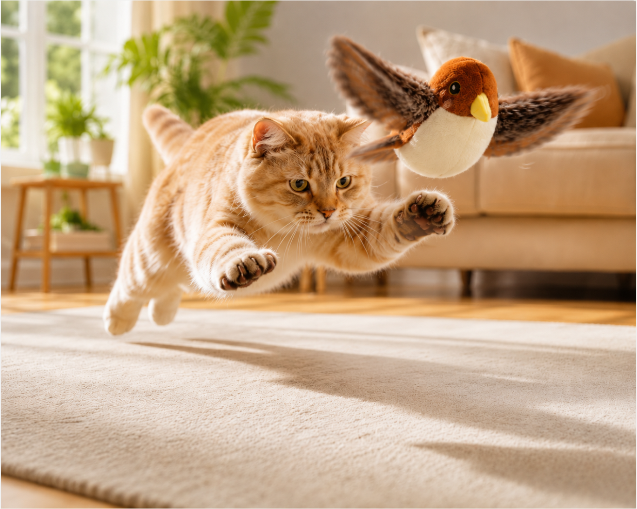 WYVCK® Realistic Bird Cat Toy - Soft Plush, Bite-Resistant &amp; Washable