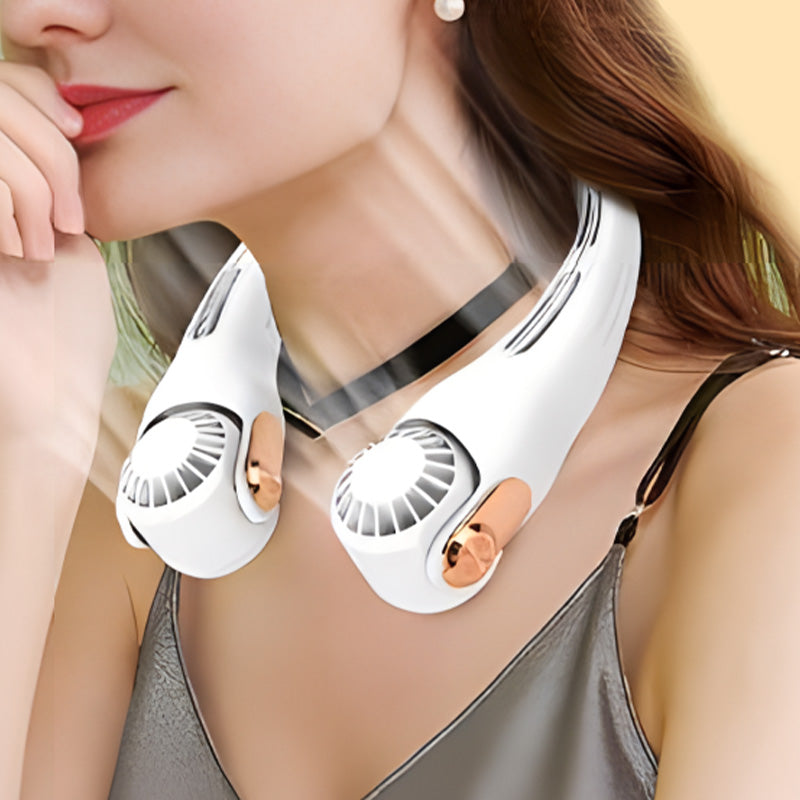 💨 50% OFF!🍃 Neck Air Conditioner Fan – Ultra‑quiet, 360° rotating, 3 speeds. Hands‑free cooling, long battery. Summer essential! 😎🌬️